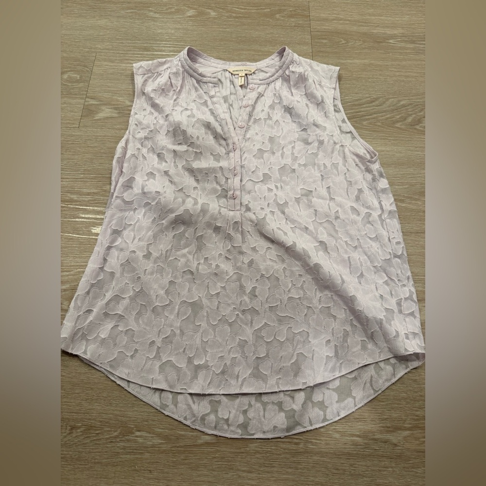 Rebecca Taylor Lavender Silk Blend Floral Blouse